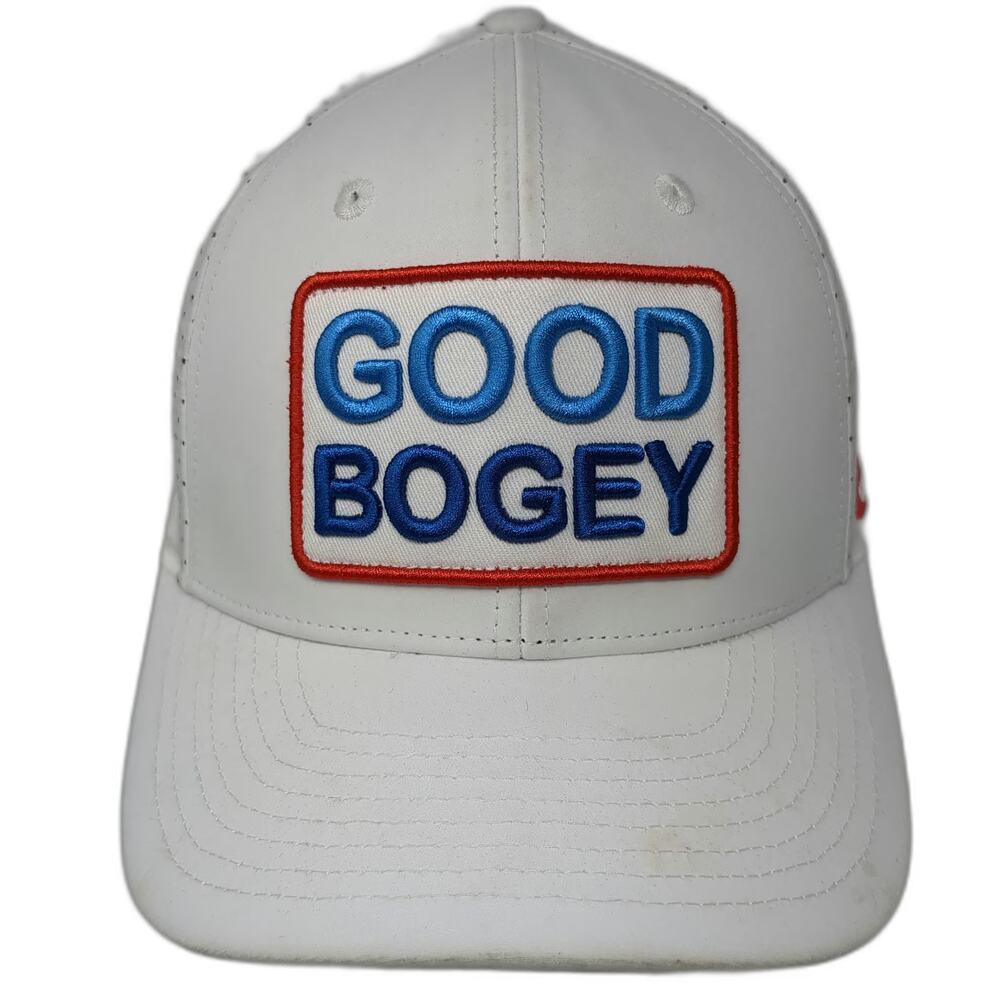 Ghost Good Bogey Performance Trucker Hat White One Size Blue Red Perforated